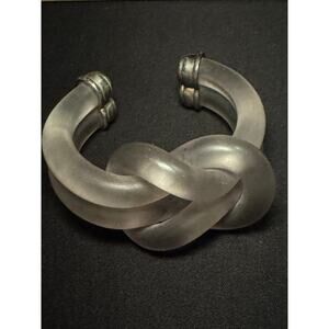Vintage Frosted Lucite Pretzel Knot Cuff Bracelet Dorothy Thorpe?